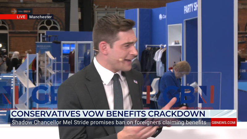 Tom Harwood and Olivia Utley struggle to hold back laughter as they react to Tory 'policy blitz' - Watch moment