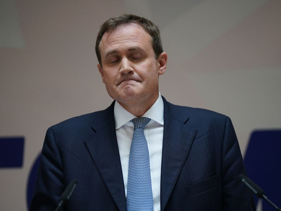 Tom Tugendhat speaking at the launch of his campaign to be Conservative Party leader and Prime Minister