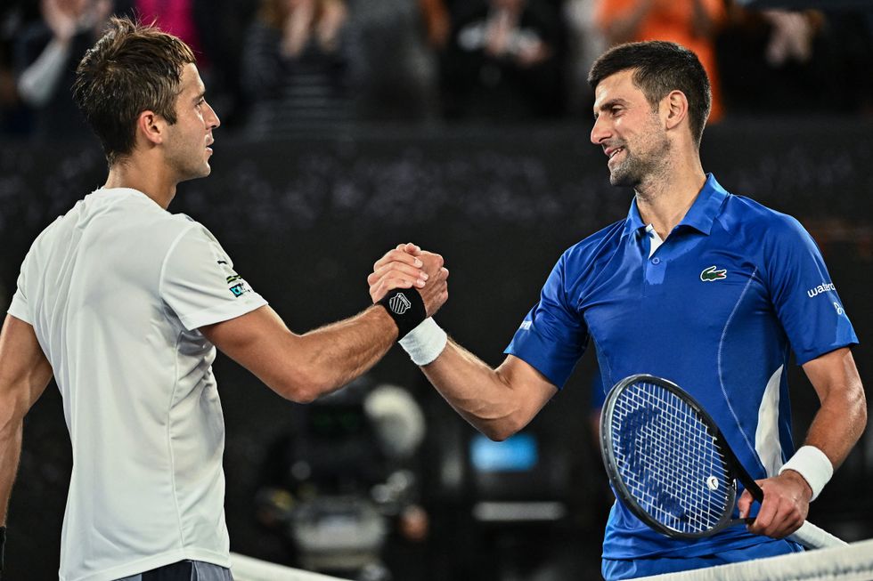 Tomas Martin Etcheverry and Novak Djokovic