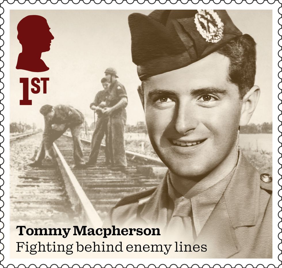 Tommy Macpherson on one of 10 stamps that honour men and women who made extraordinary contributions during the Second World War to mark the 80th anniversary of VE Day