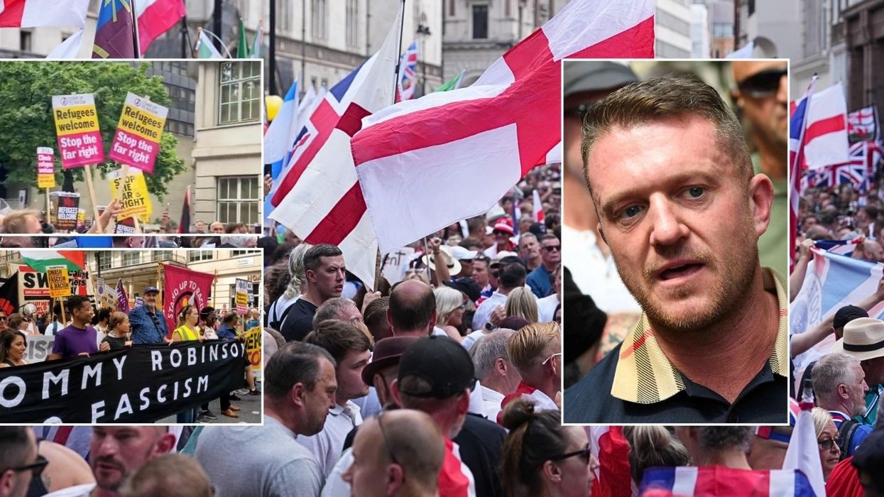 'We want our country back!' Thousands attend Tommy Robinson-led rally with over 1,000 police on streets to separate Jeremy Corbyn-backed counter-protesters