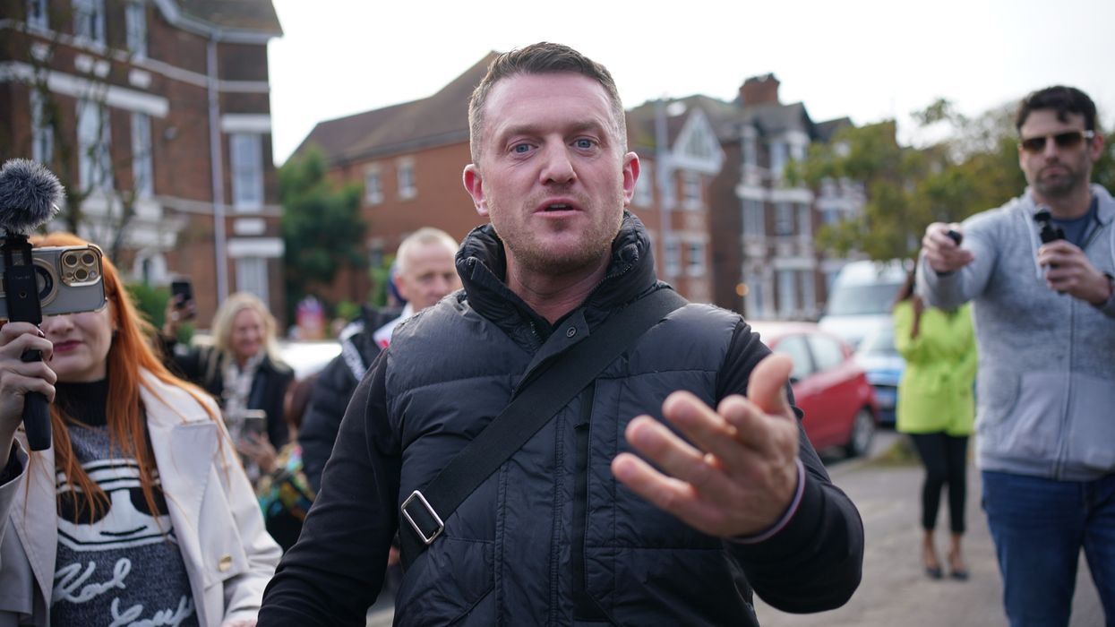 Tommy Robinson outside Folkestone Police Station,
