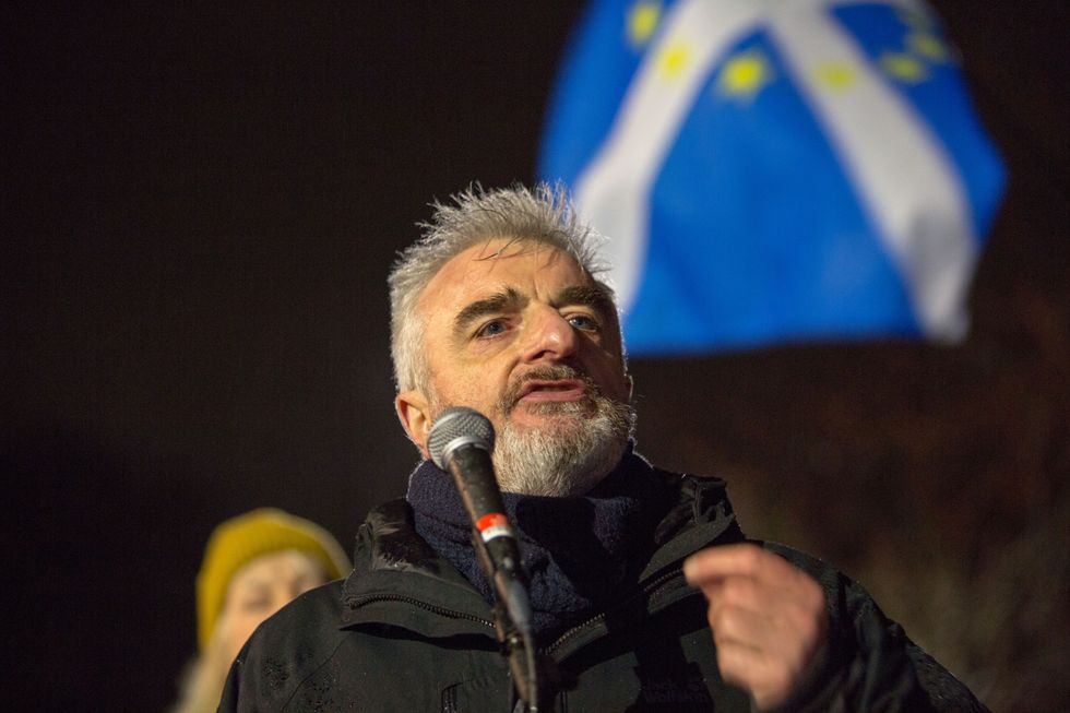 Tommy Sheppard MP speaks at the Missing EU Already Anti-Brexit Rally outside the Scottish Parliament