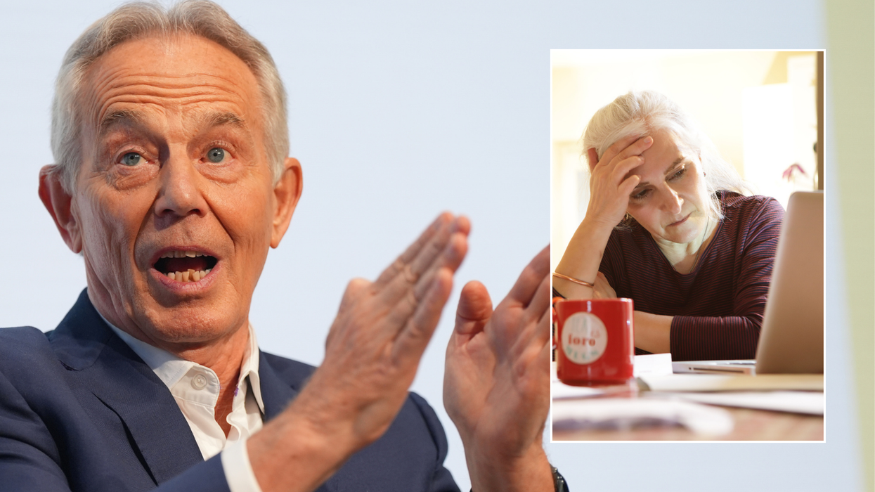 Tony Blair and worried woman
