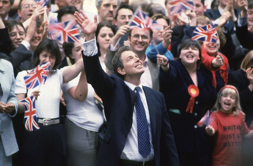 Tony Blair arriving in Downing Street after Election Victory