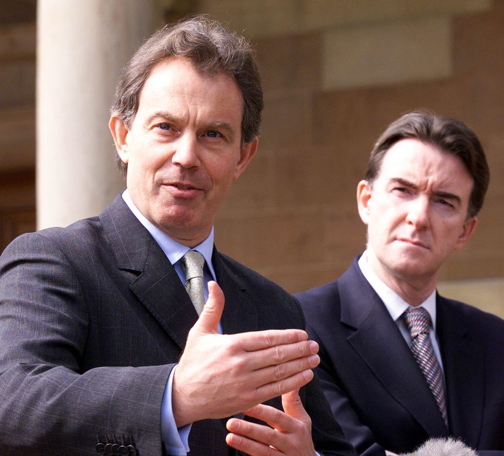 Tony Blair wiith then Secretary of State for Northern Ireland Secretary Peter Mandelson in 2000