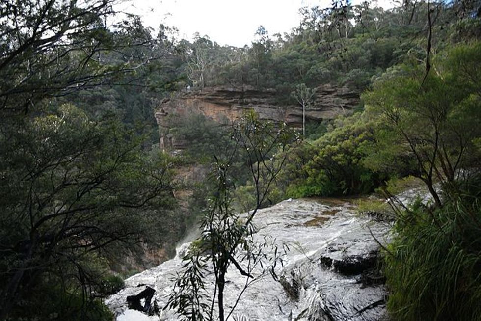 Top of Wentworth Falls, National Pass trail, Blue Mountains National Park, New South Wales, Australia