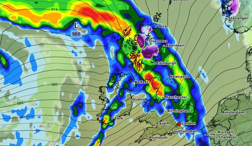 Torrential downpours of rain will hit the UK