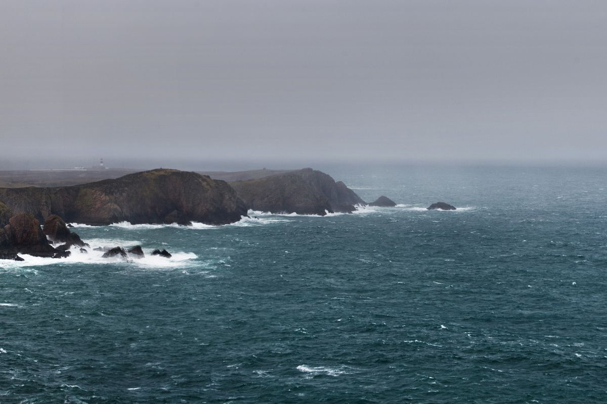 Tory Island in mist and tough seas