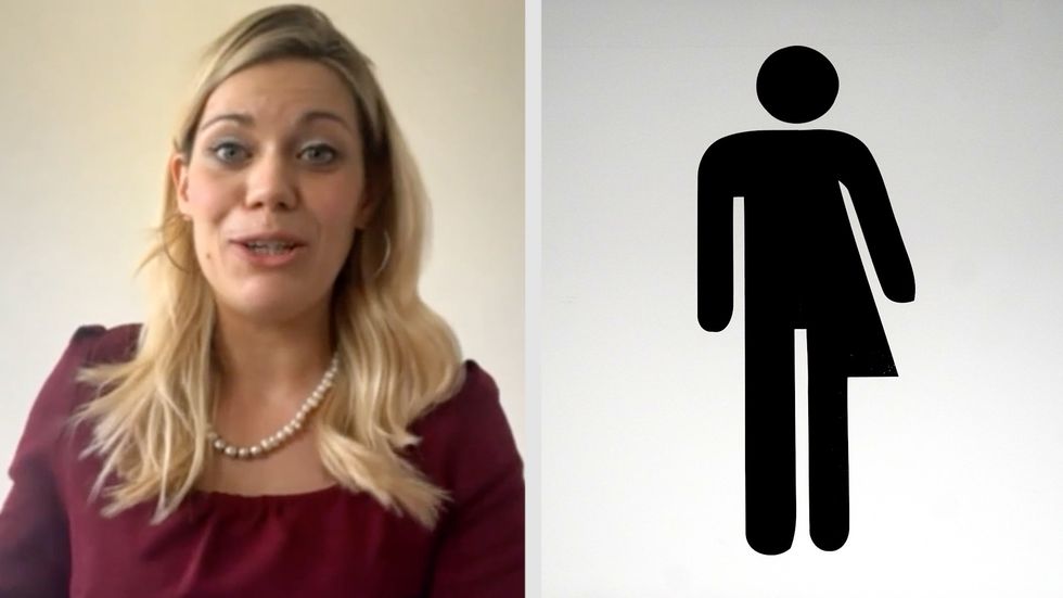 Tory MP Miriam Cates and a non-binary toilet sign