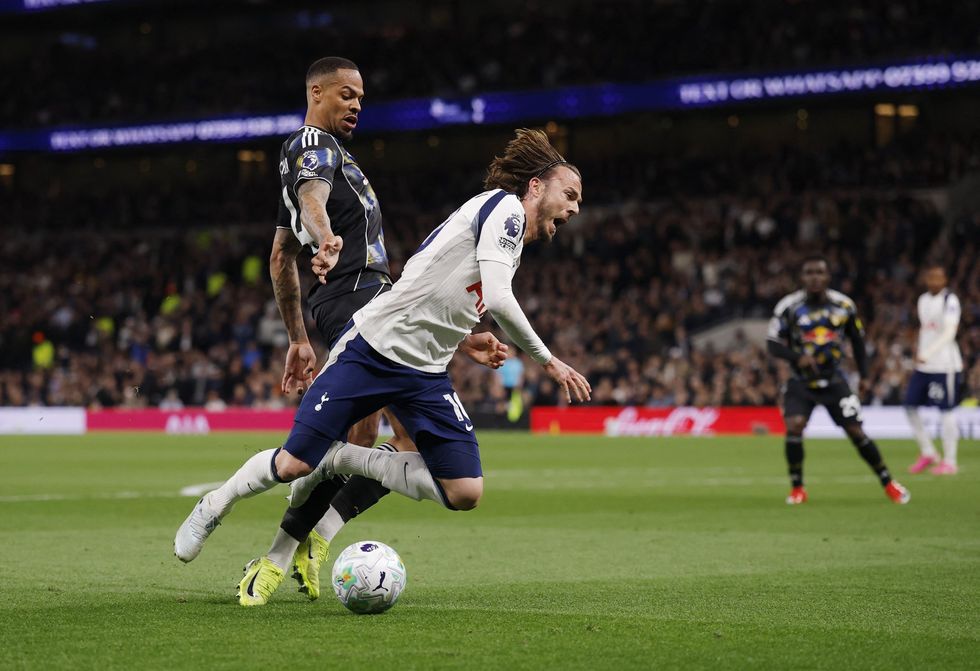 Tottenham fans were desperate for a late penalty after James Maddison was challenged in the box