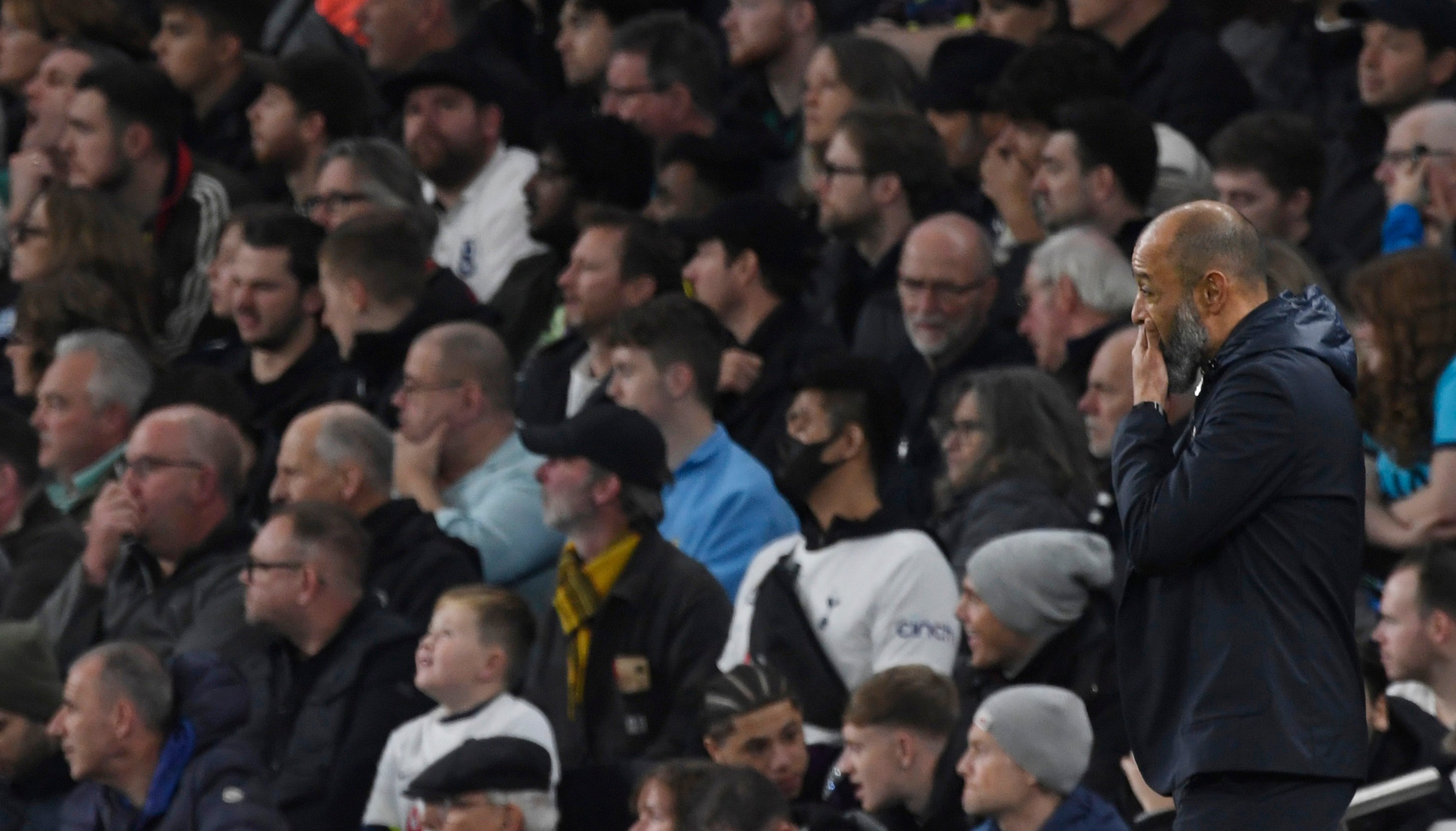 Tottenham Hotspur manager Nuno Espirito Santo looks dejected