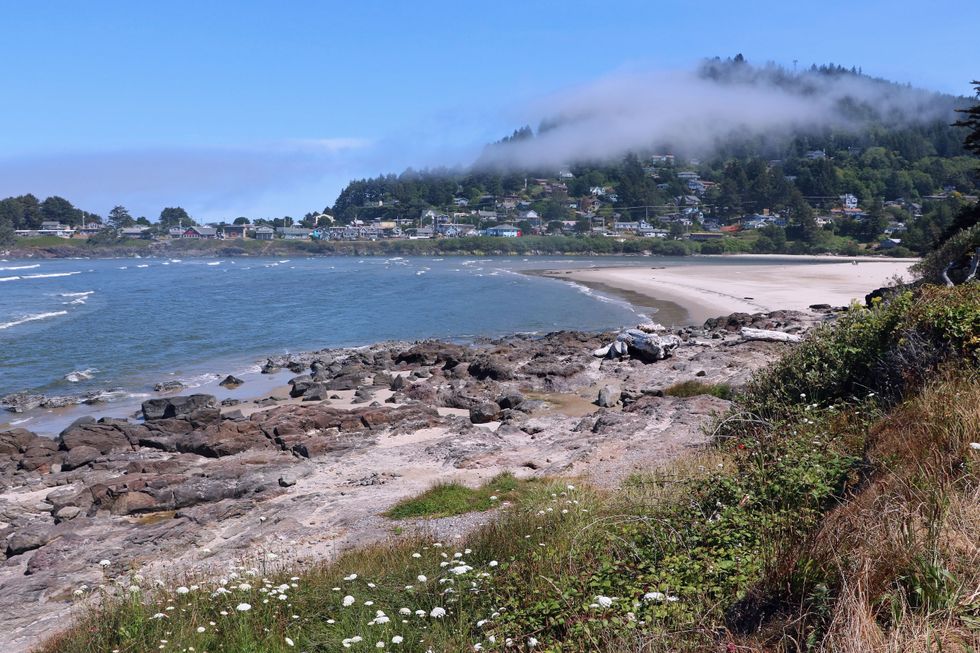 Tourist village of Yachats on the central Oregon coast near Cape Perpetua
