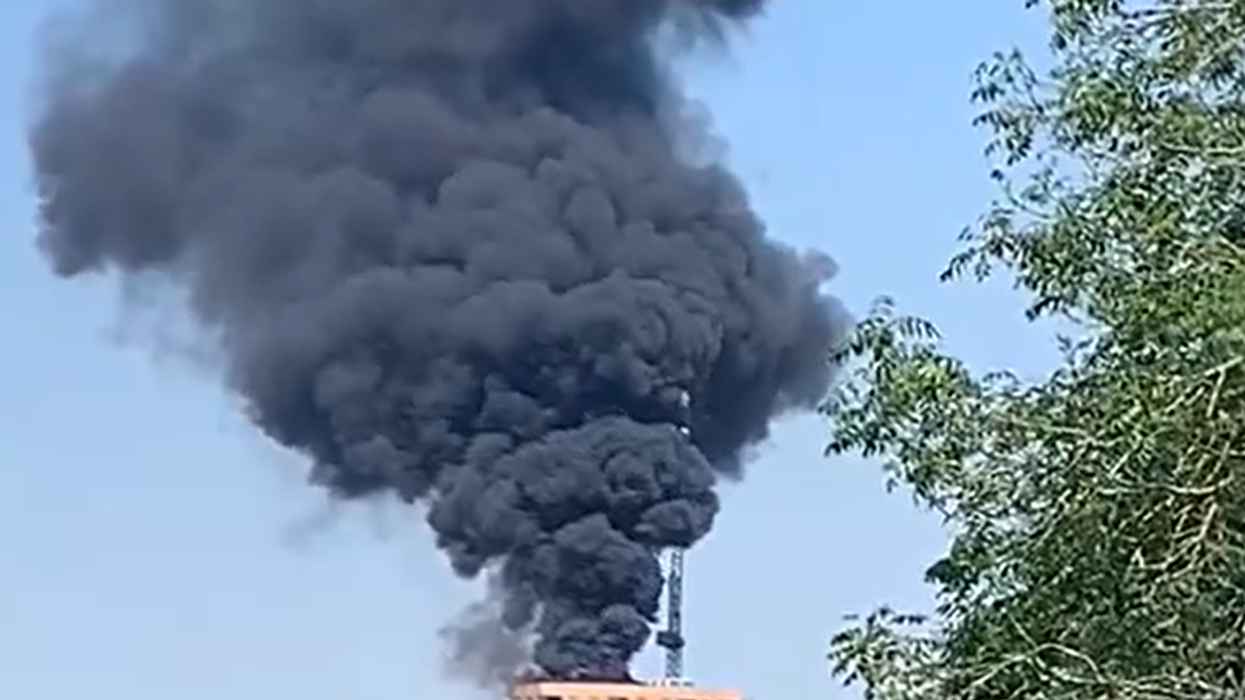 Tower block on fire in Staines