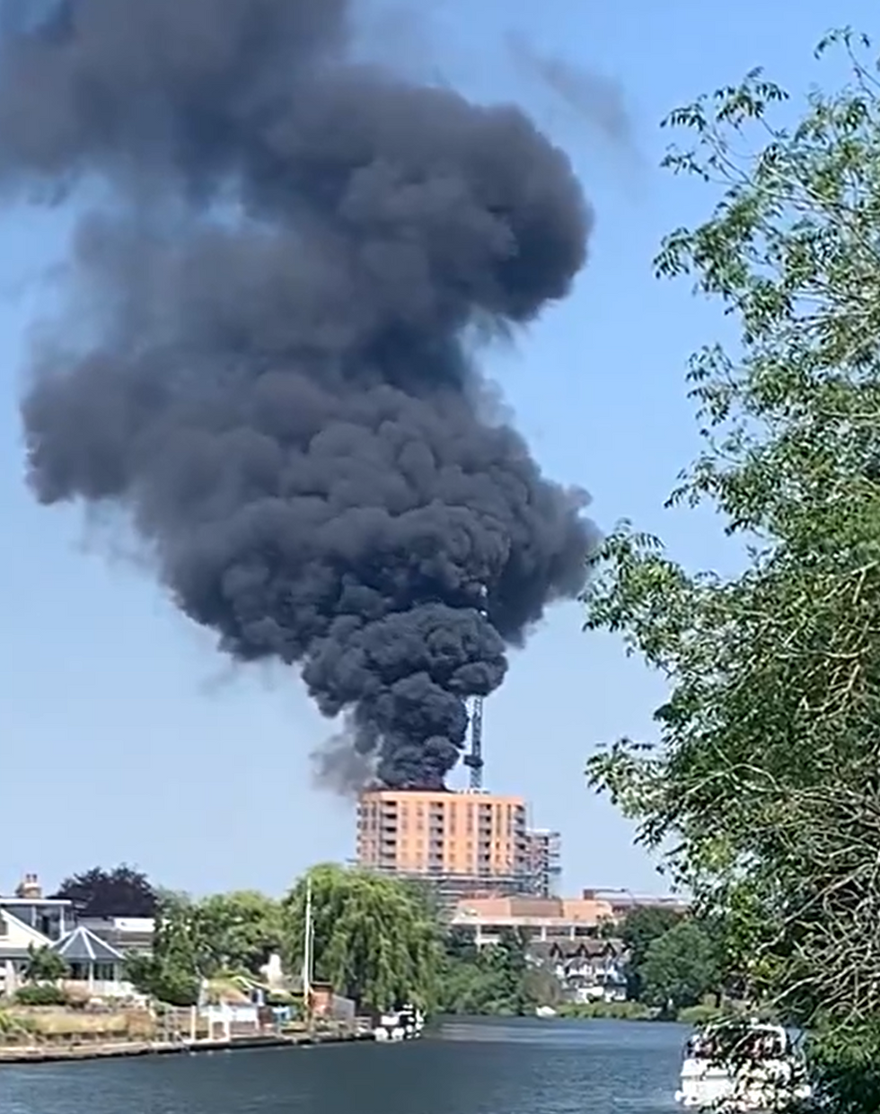 Tower block on fire in Staines