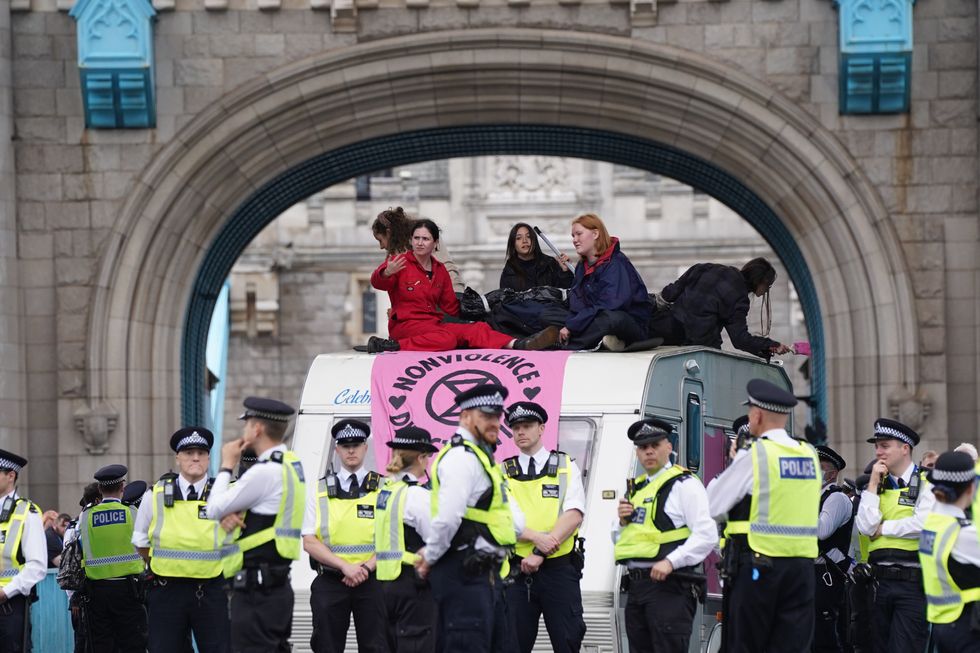 Tower Bridge blocked by Extinction Rebellion protesters