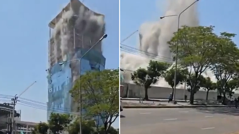 Tower collapses in Myanmar