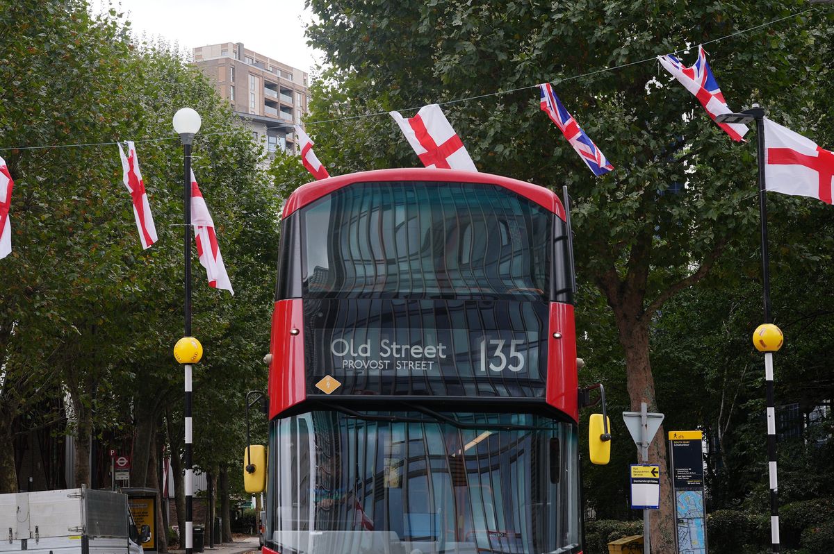 Tower Hamlets bus and flags