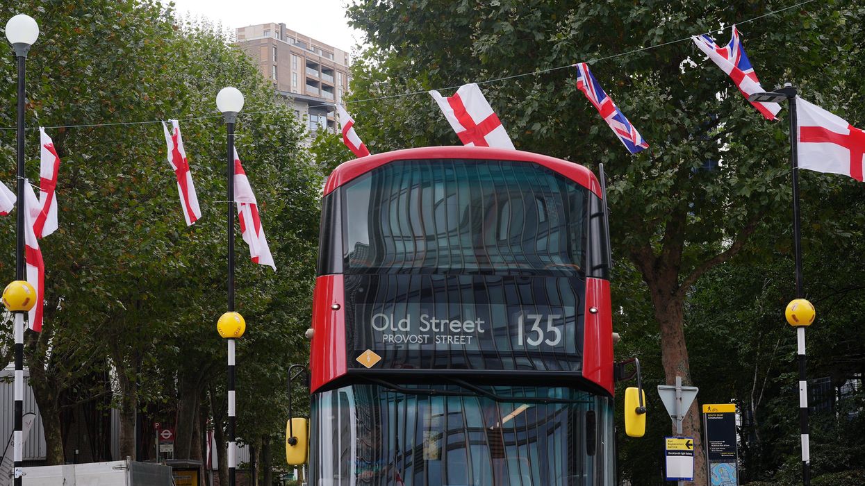 Tower Hamlets bus and flags