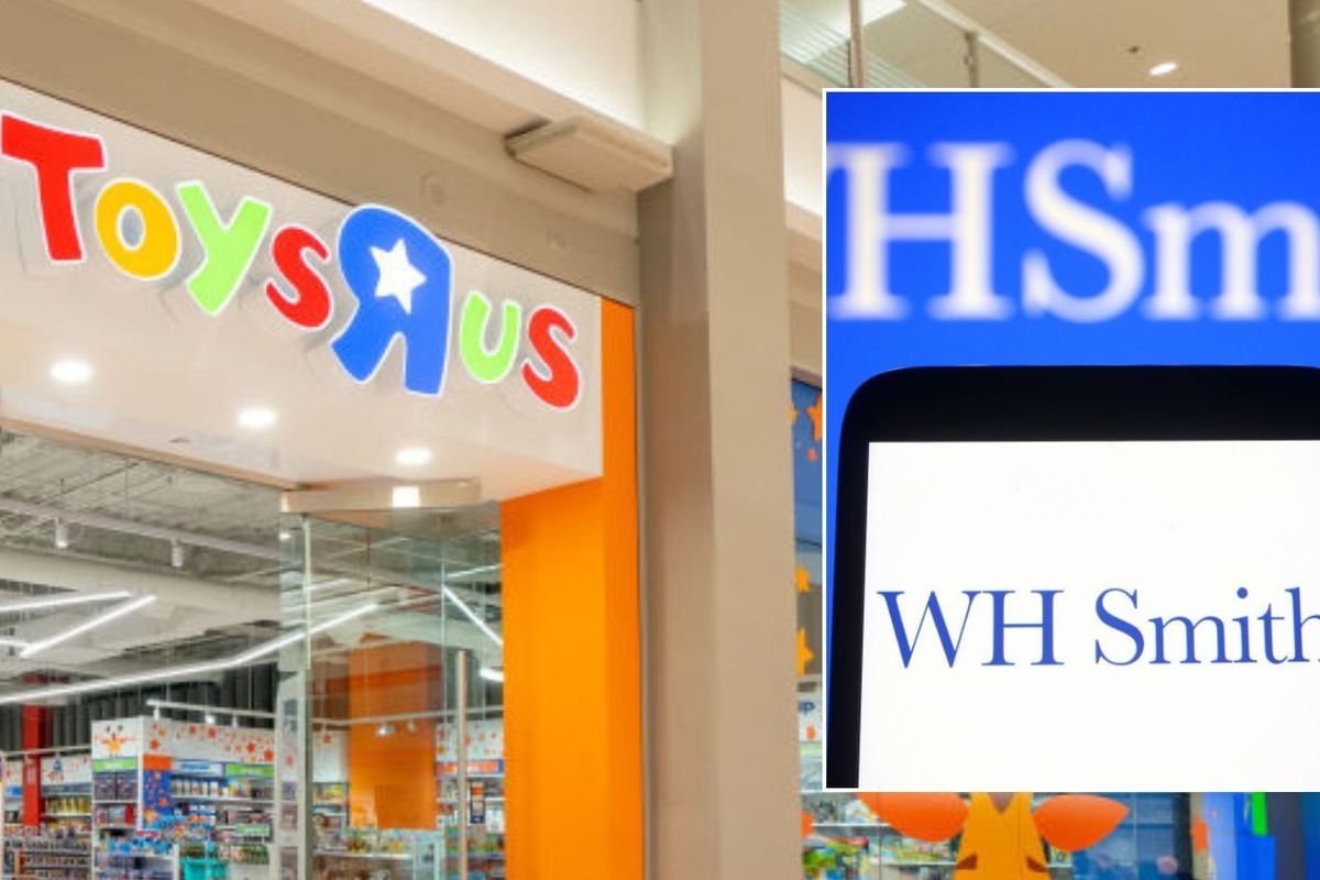 Toys R Us store and WH Smith logo 