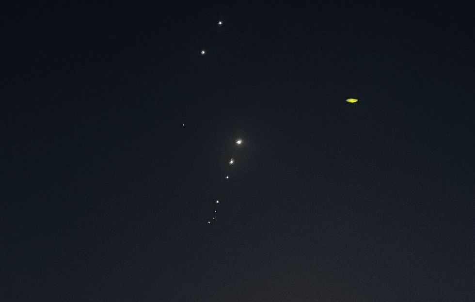 Traces of missiles in the sky after Iran launched strikes against a US base in Qatar