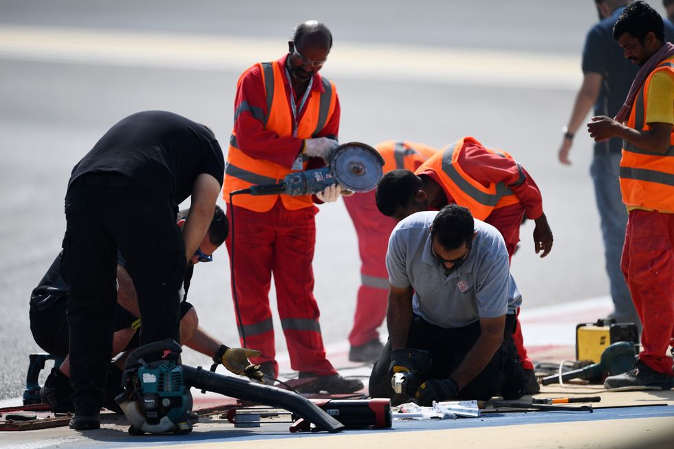 Track officials welded the piece of metal back in place