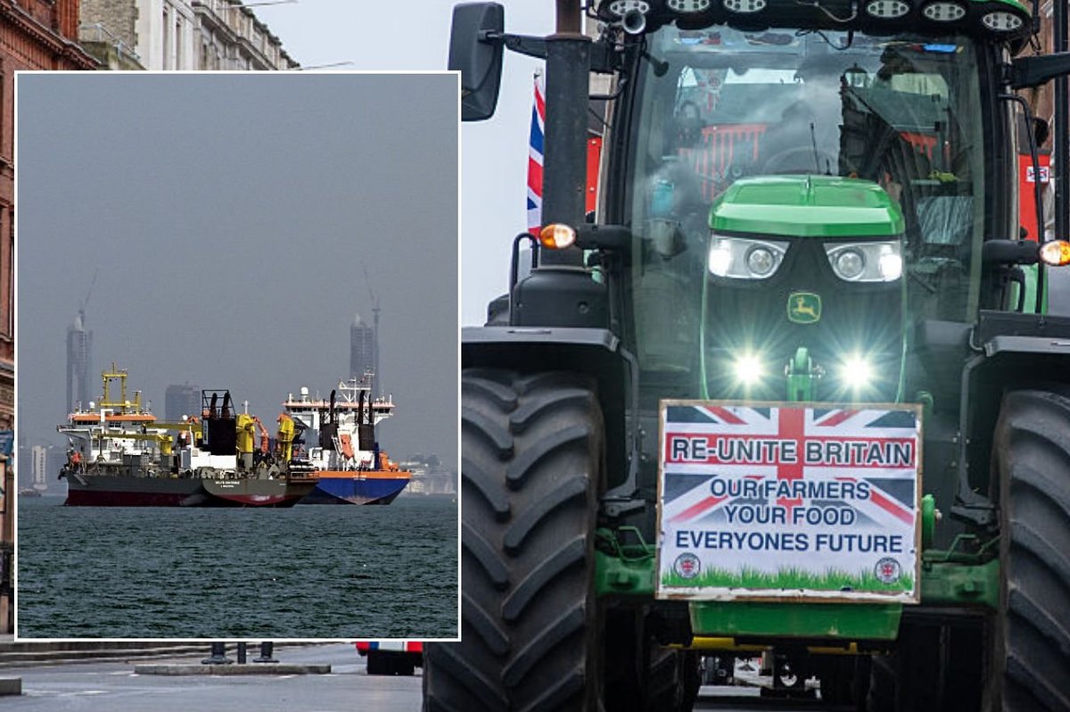 Tractor and boat on Strait of Hormuz