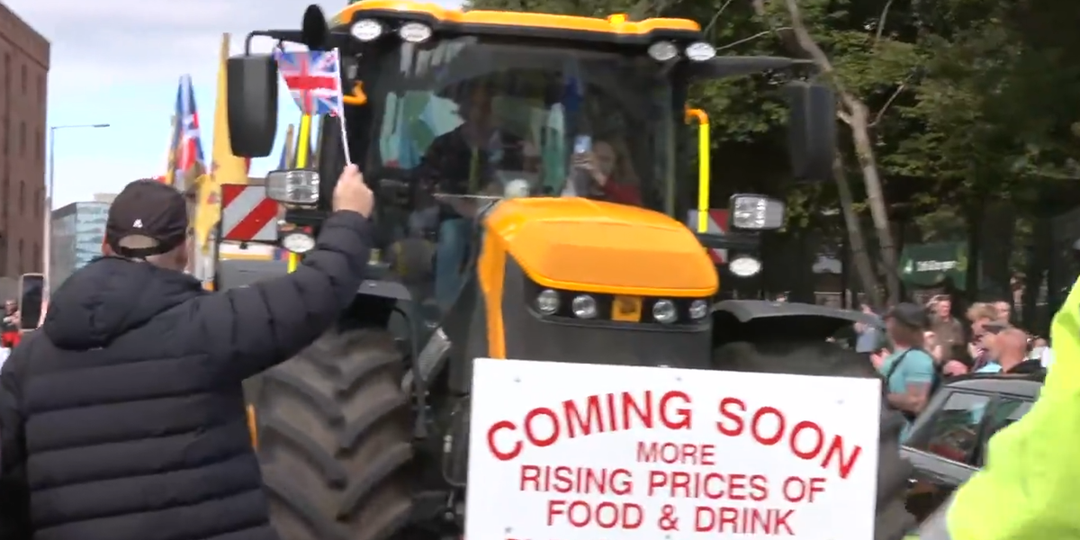 NextImg:Watch as ENORMOUS tractor descends on Labour Conference in Inheritance tax protest