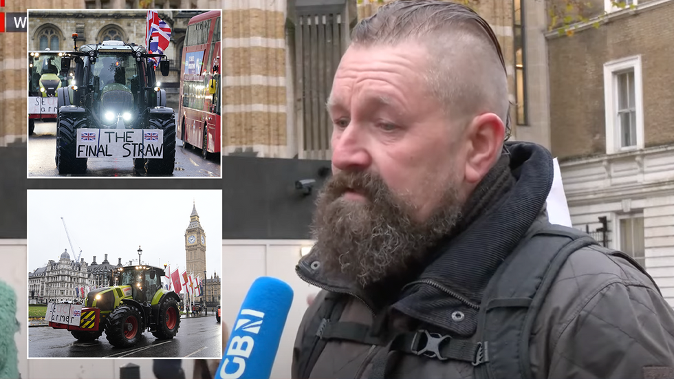 Tractors in Westminster and farmer John Young