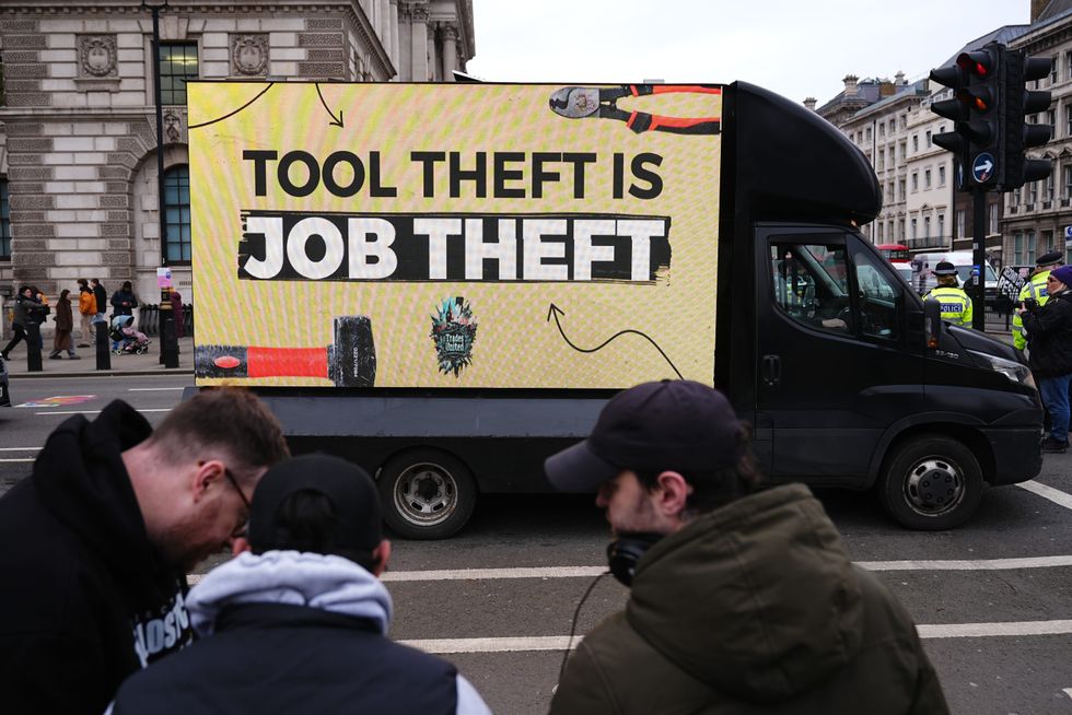 Tradespeople have previously protested in London to complain about the issue of tool theft \u200b