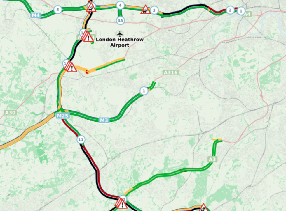 Traffic along the M25
