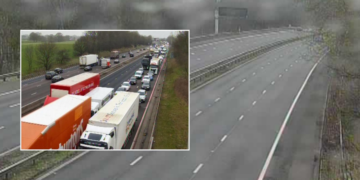 NextImg:M6 traffic: Major motorway to remain closed 'throughout the day' after man dies in lorry crash