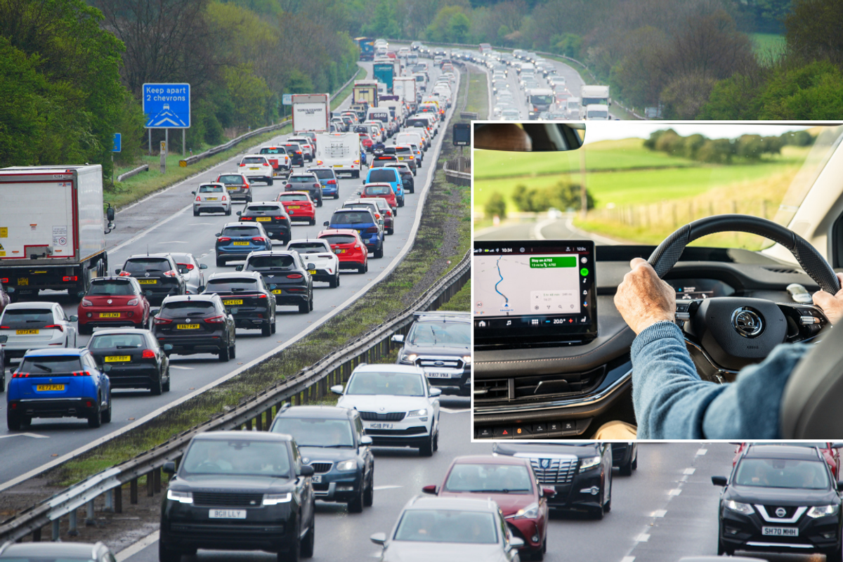 Traffic and driver in a car