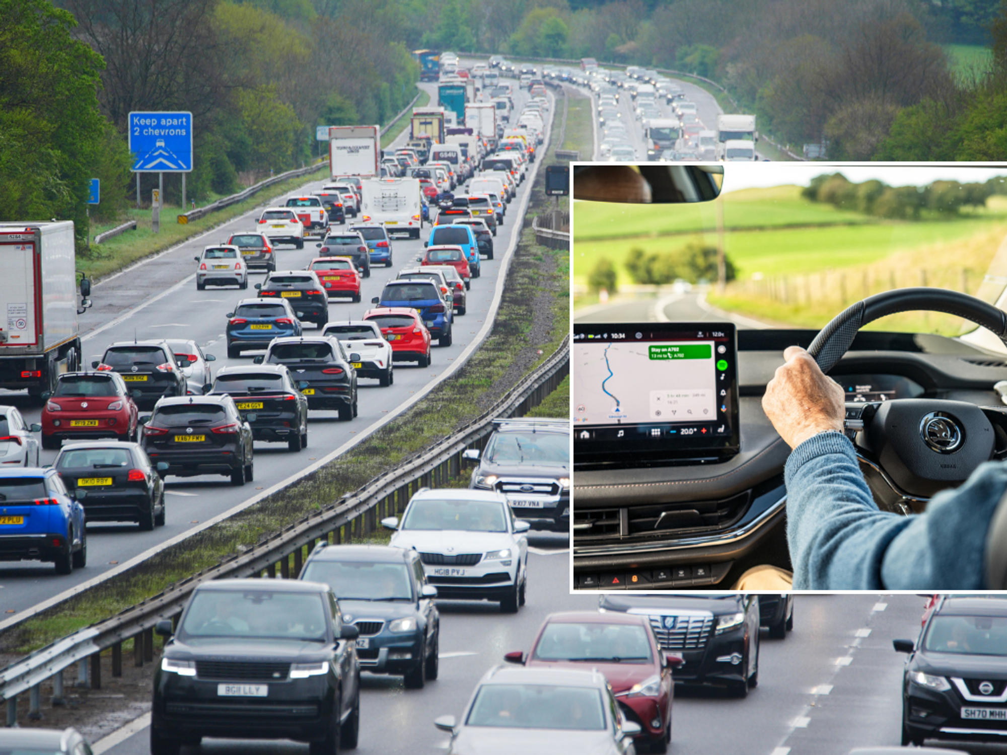 Traffic and driver in a car