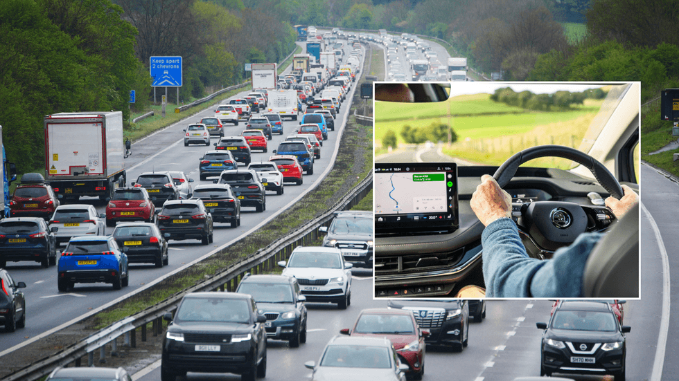 Traffic and driver in a car