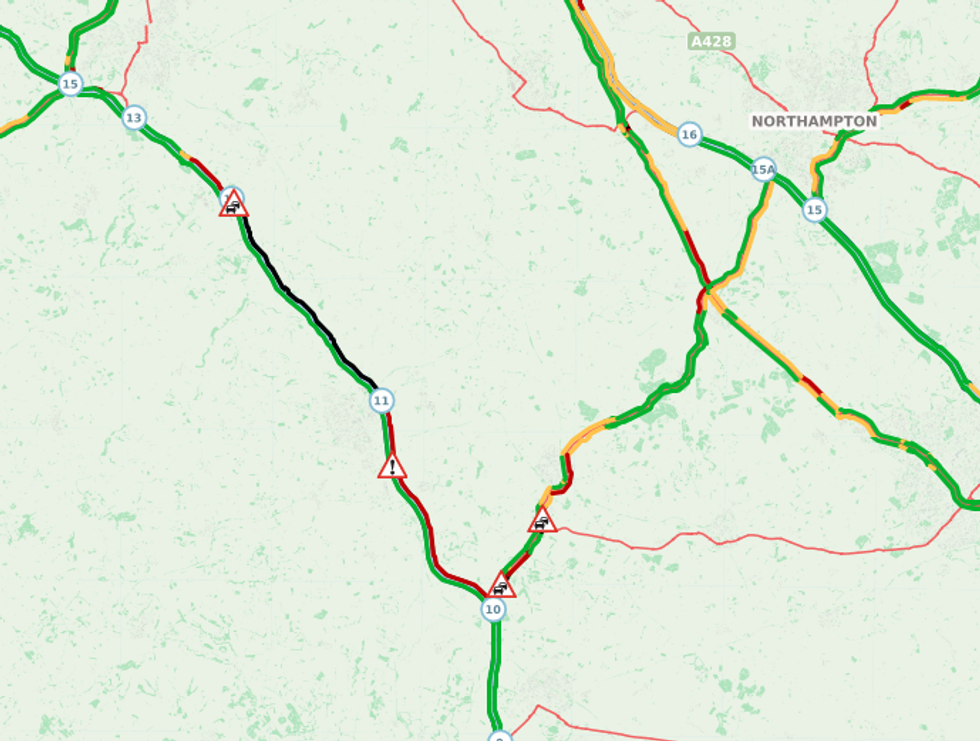 Traffic around the incident