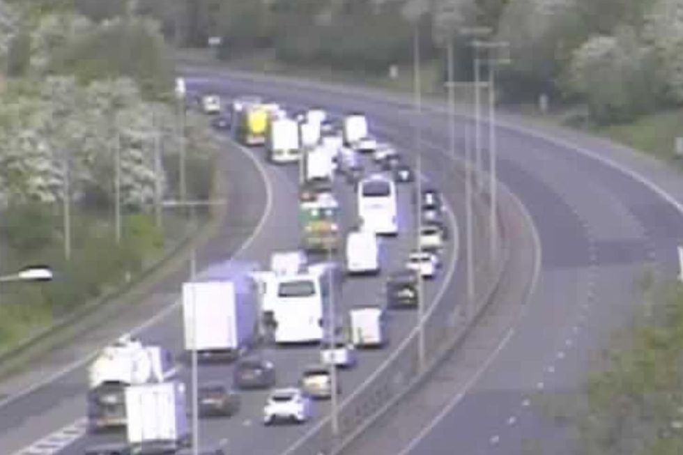 Traffic building up on the M40 following a collision