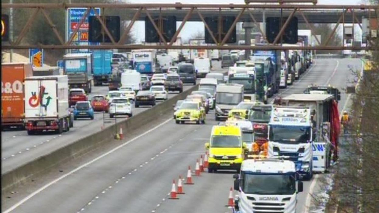 Traffic cameras show emergency services attending the scene on the M1