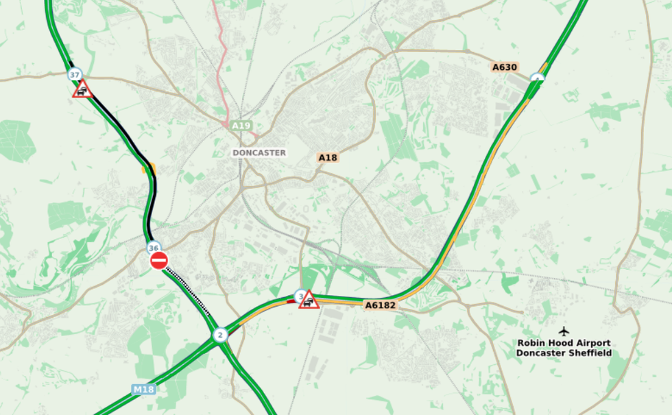 Traffic delays on the A1M near Doncaster