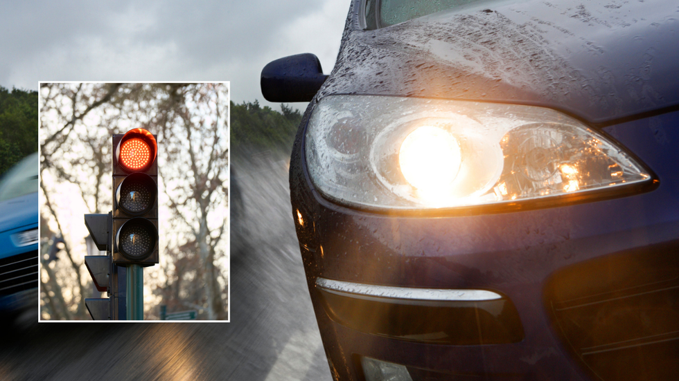 Traffic lights and car headlight