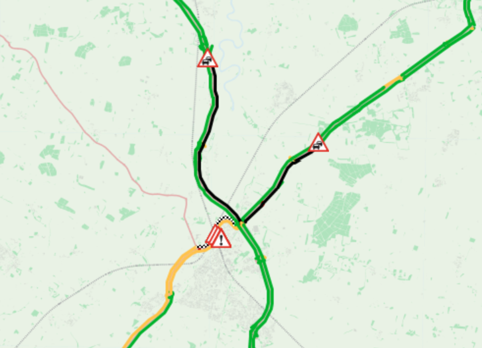 Traffic maps of the A46 and the A1