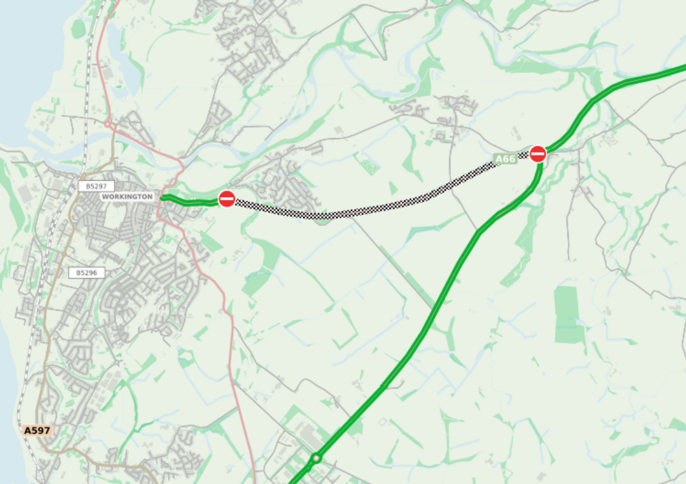 Traffic maps showing the closed A66
