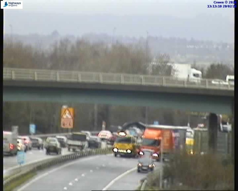 Traffic maps suggest that the incident will remain on the M49 until at least 2.15pm