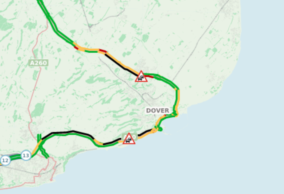 Traffic near the Port of Dover