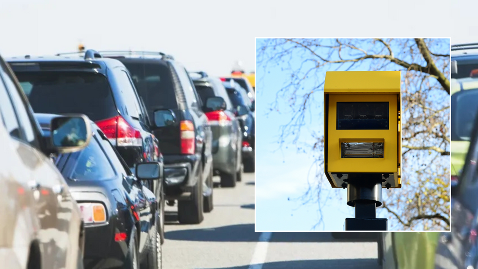 Traffic on roads and UK speeding camera