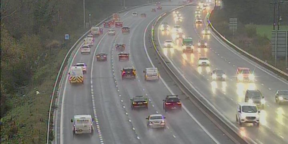 Drivers warned of long delays on major motorway after huge oil spill and collision Drivers warned of long delays on major motorway after huge oil spill and collision