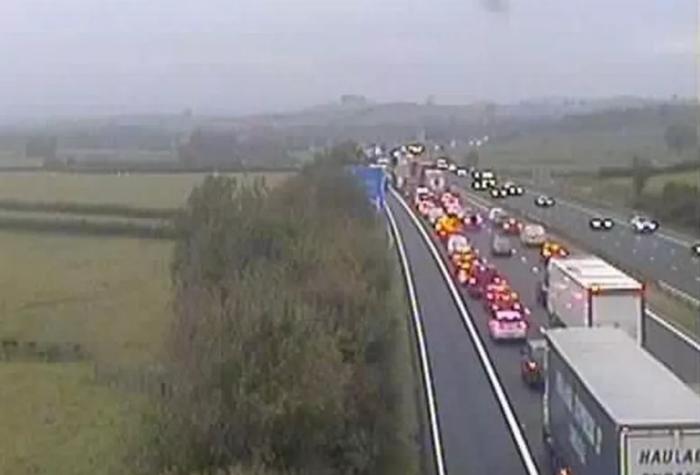 Traffic on the M6 yesterday following the crash