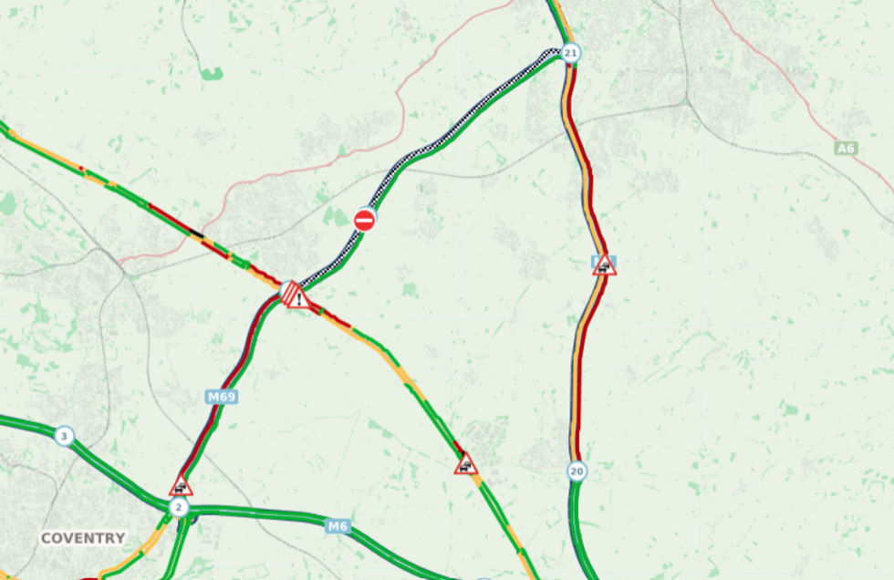 Traffic on the M69