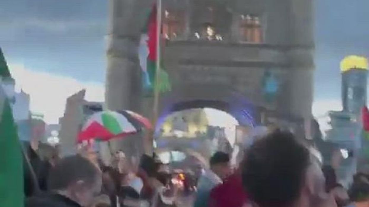 Pro-Palestine protesters let off flares and shut down Tower Bridge but not a SINGLE arrest made