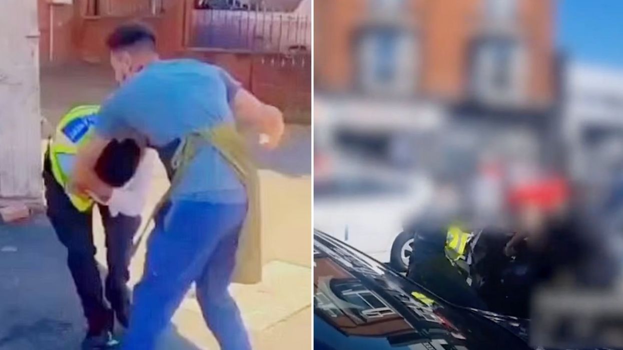 Traffic wardens being beaten up